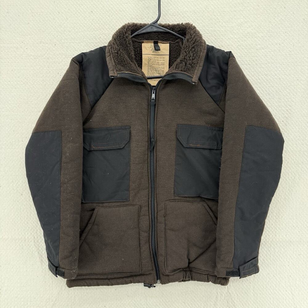 US Military Brown Bear Suit Cold Weather Jacket M Faux Fur Pile 8415-01-228-1355